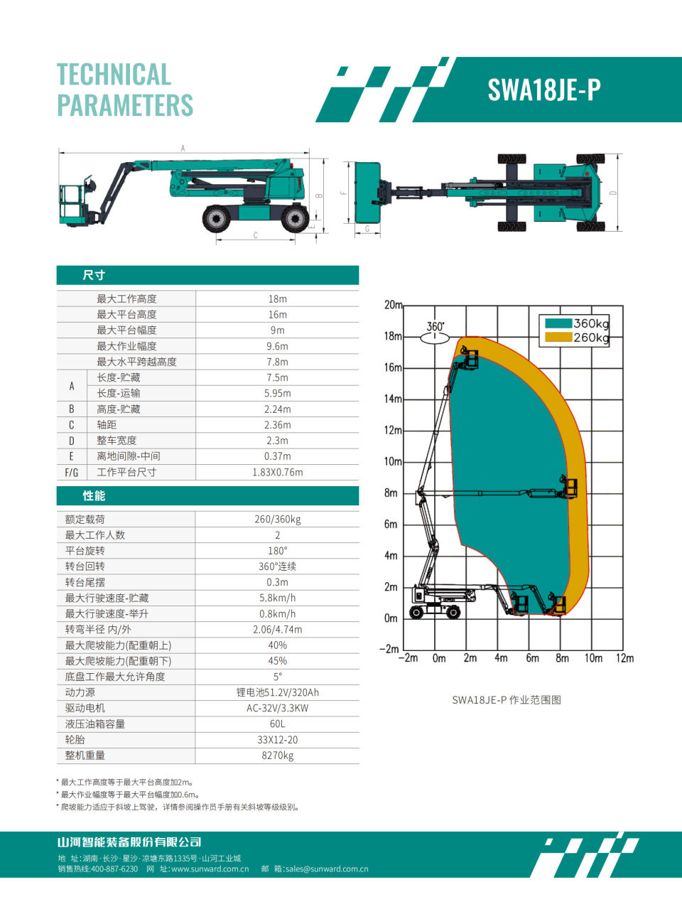 SWA18JE-P 電動曲臂式高空作業(yè)平臺